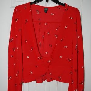vibrant red blouse, wild fable by Target, floral